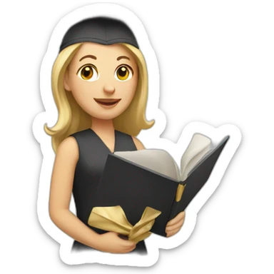 white woman with a diploma sticker