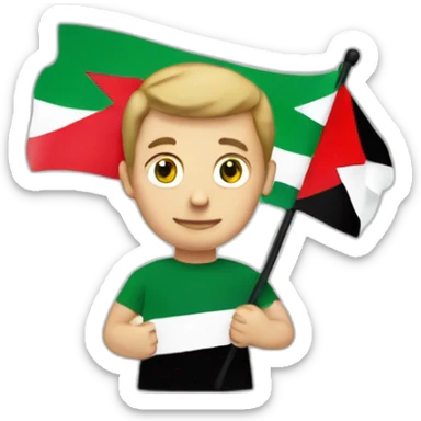 white men holding palestine flag sticker