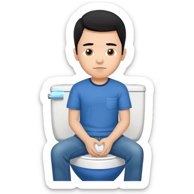 menino de tom de pele médio claro de cabelo preto sentado no vaso sanitário  sticker