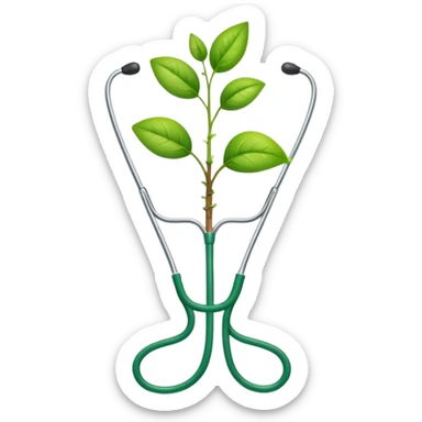 stethoscope wrapped around a sprouting seedling representing agriculture and health sticker