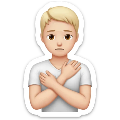 arms crossed over chest and holding neck in pain  sticker