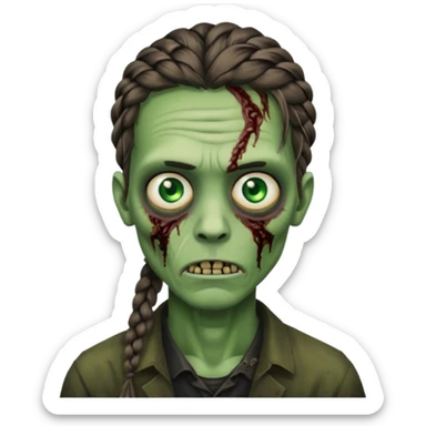 Braid twist, men zombie and green eye color, with dark zombie clothes sticker