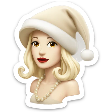 Chanel logo Santa hat beige sticker