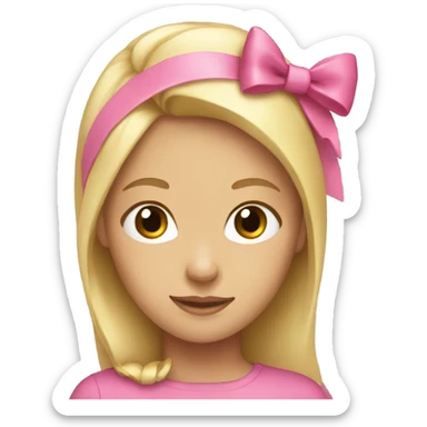 Blonde girl wearing a pink bow on her head  sticker