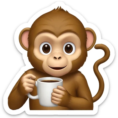 sideway monkey sipping coffee  sticker