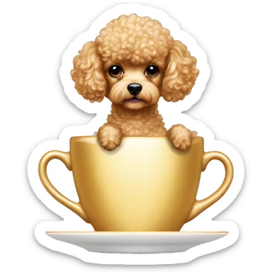 shiny gold teacup poodle standing atttentively sticker