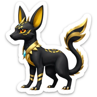 Shiny 4-legged Umbreon-Anubis-Salandit-Zeraora-fusion, full body sticker