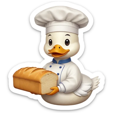 duck serving a loaf of gluten bread sticker
