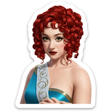 elegant girl in red dress sticker