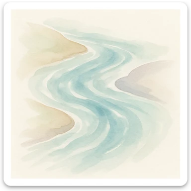 flowing water, painterly and textured, evoking a sense of movement sticker