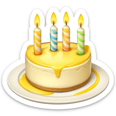 triangle lemon cheesecake on plate and birthday candles sticker