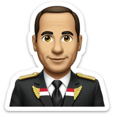 Egyptian President Al Sisi in a suit with egyptian flag sticker