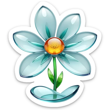 realistic glass 3d flower sticker