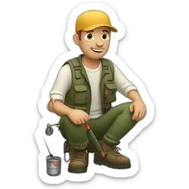 Guy fishing sticker