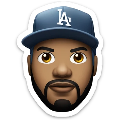 Ice cube rapper wearing LA hat sticker