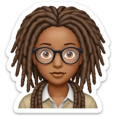 Black women with locs and glasses sticker