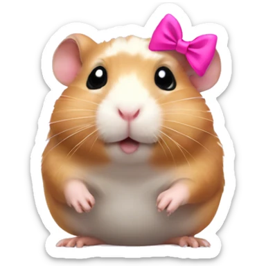 Hamster with a pink bow on his head  sticker