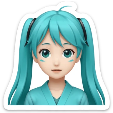 Hatsune Miku as a emoticon and is cute like an anime girl sticker