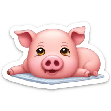 pig crying while lying on the bed sticker