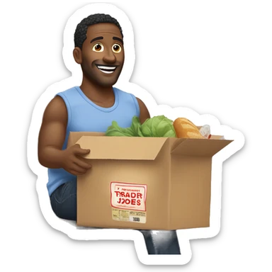 A man leaving Trader Joe’s coming home to his fiance who is on the couch  sticker