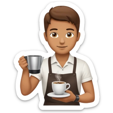 Бариста делает кофе. Цветовая палитра: #FFFFFF, #F7FD02, #D3D3D3, # 242424 sticker