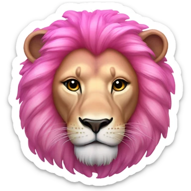 Fully Pink ombre lion lying down with glitter sticker