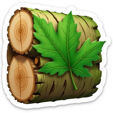 Log with a leaf on it  sticker