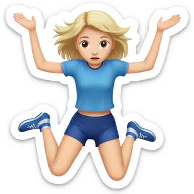 a girl jumping but she’s sad sticker