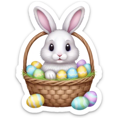a rabbit with a basket of easter eggs
 sticker