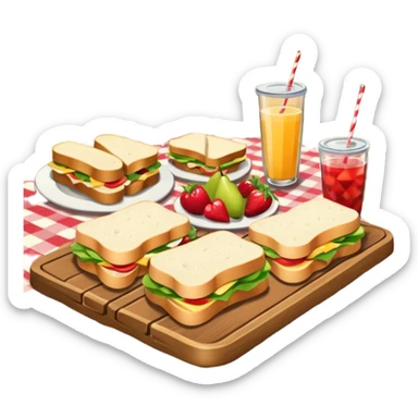 picnic table with food items on it sticker