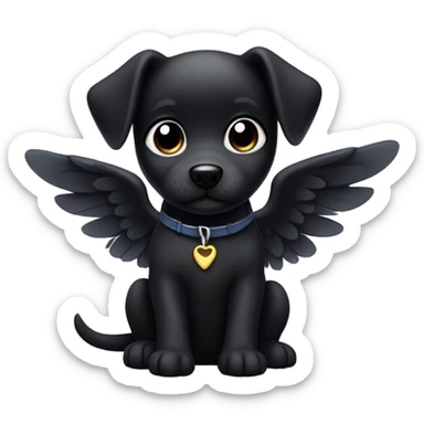little black puppy with wings sticker