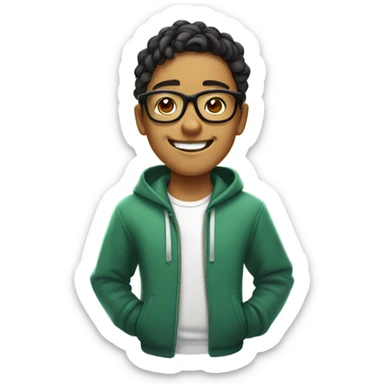 mexican teenager with glasses gleeming with a smile like a nerd sticker