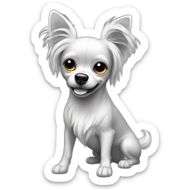 "dog-blackandwhite-longhairbody-barelegs-chihuahuaears-hairyears sticker