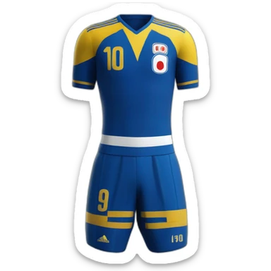 maillot de foot japon bleu avec ecrit au dos "Lehout" en jaune sticker