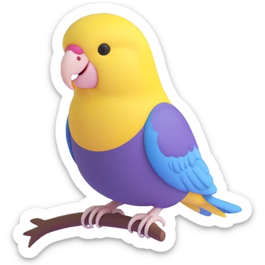 purple budgie with yellow head and fine details sticker