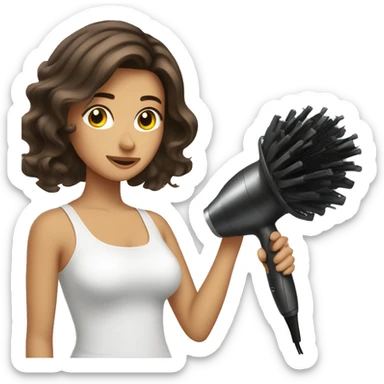Brunette girl blow drying hair sticker