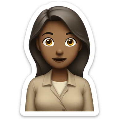 Girl shrugging expression wearing beige clothes sticker