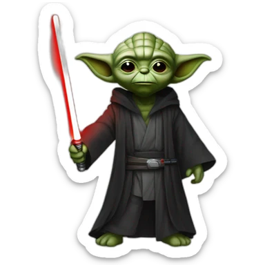 Dark Yoda with a red lightsaber sticker