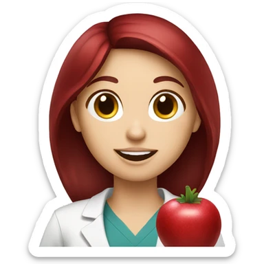 dietitian girl dark red hair eating a pomergranate sticker