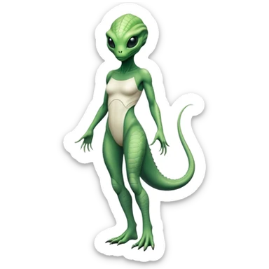 a Reptilian alien white woman, full body sticker