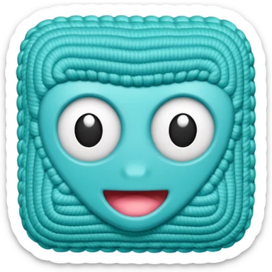 novelo de crochê na cor ciano sem rosto sticker