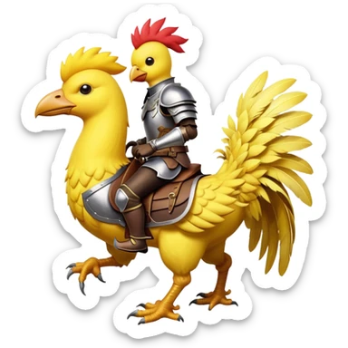 Chocobo with rider, yellow bird carrying a human character sticker