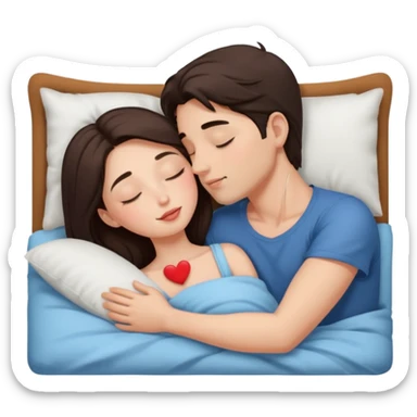 A guy and a girl kissing in bed sticker