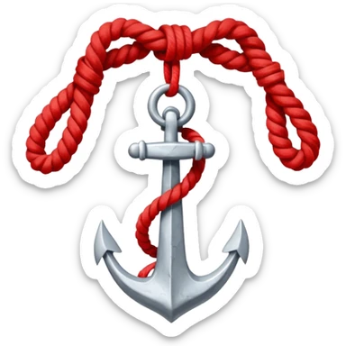 Je veux un emoji encre dans ce style là : ⚓ je veux qu’il représente sentimental par un noeud : 🪢 peut tu me faire l’ancre en argent en gardant la corde rouge  sticker