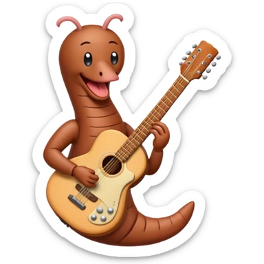 Earthworm playing guitar sticker