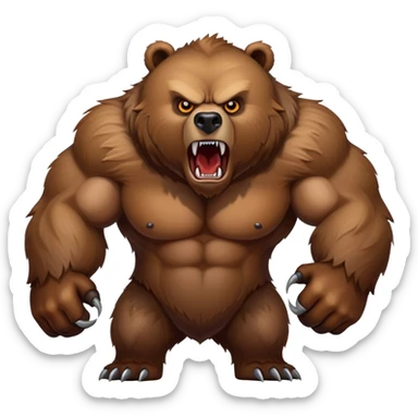 Tough wild grizzly bear with angry eyes, sharp teeth, and powerful stance sticker