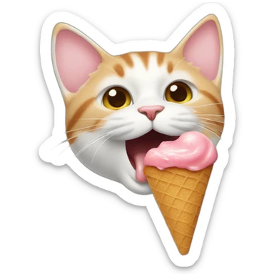 Cat licking icecream sticker