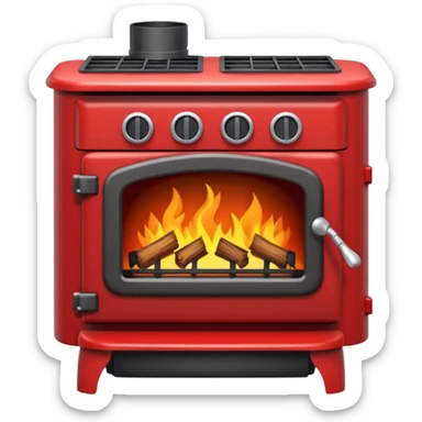 red wood burning stove sticker