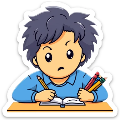 panicked teacher with messy hair and stressed facial expression sticker