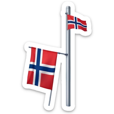 Norweigan flag on a pole on snowy ground  sticker